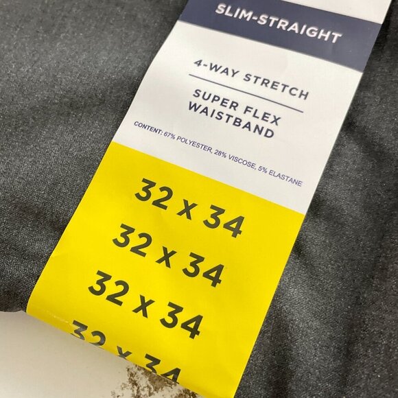 NEW Haggar Mens 32x34 Dark Gray Super Flex Waistband Slim Straight Dress Pants - Picture 5 of 8